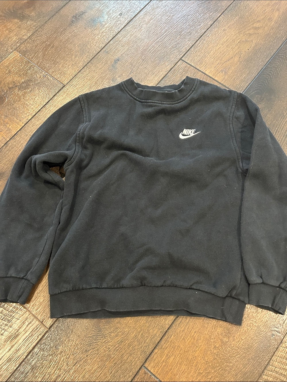 Nike Black Kids Crewneck Sweatshirt with White Swoosh